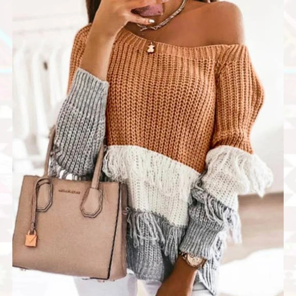 Mazik Sweaters - Mazik Colorblock on Tassels Sweater Size Women's Small NEW with Tag